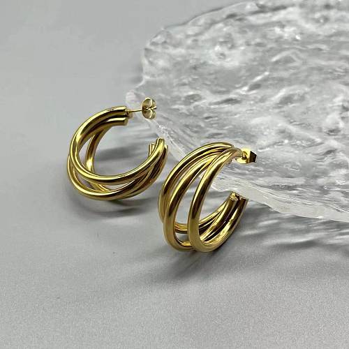 1 Pair Elegant Simple Style C Shape Plating Stainless Steel  18K Gold Plated Ear Studs