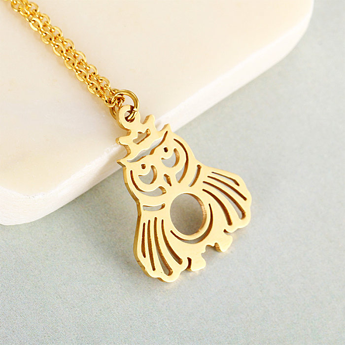 Simple Small Animal Necklace Creative Personality Stainless Steel  Owl Necklace Wholesale