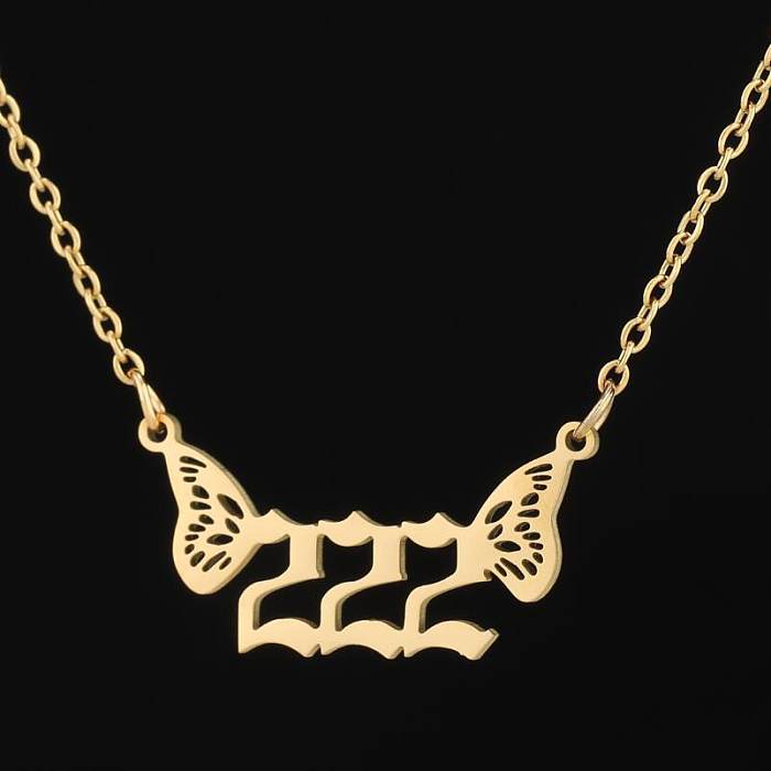 Simple Style Number Stainless Steel  Plating 18K Gold Plated Pendant Necklace