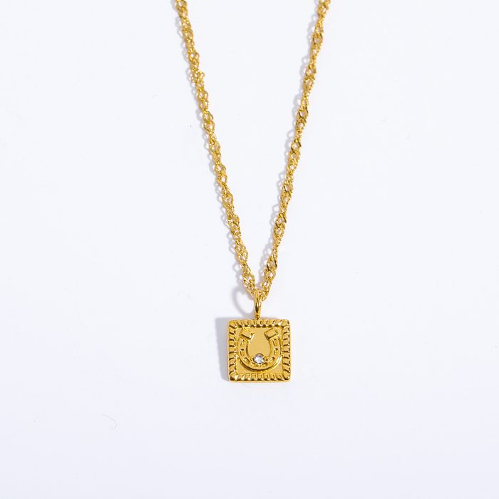Casual Simple Style Geometric Stainless Steel 18K Gold Plated Pendant Necklace In Bulk