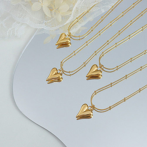 Fashion Mini Peach Heart Stainless Steel Necklace Wholesale