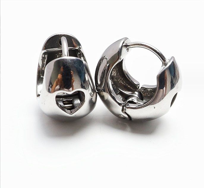 1 paire de boucles d'oreilles en acier inoxydable plaquées en forme de cœur géométrique, Style Simple