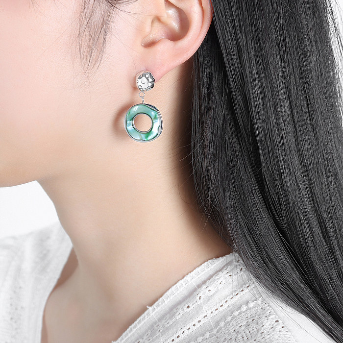 1 Pair Elegant Classical Retro Round Resin Stainless Steel Plating Inlay Rhinestones 18K Gold Plated Ear Studs
