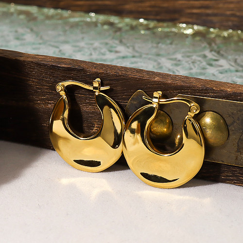 Brincos banhados a ouro 1K de aço inoxidável retrô elegante em forma de U, 18 peça
