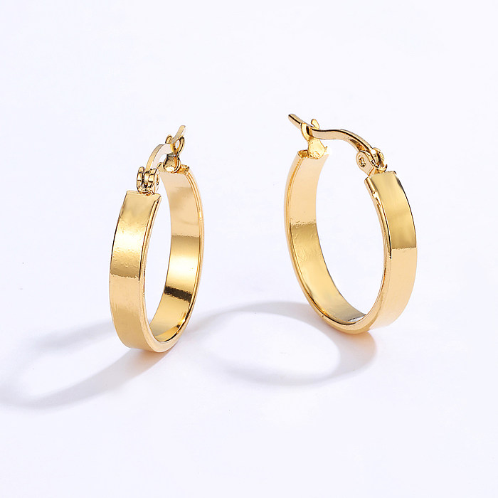 Simple Golden Stainless Steel  Plated 18K Gold Hoop Earrings