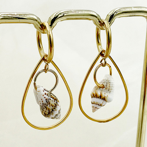 1 Pair Casual Vacation Beach Conch Plating Stainless Steel  Gold Plated Earrings