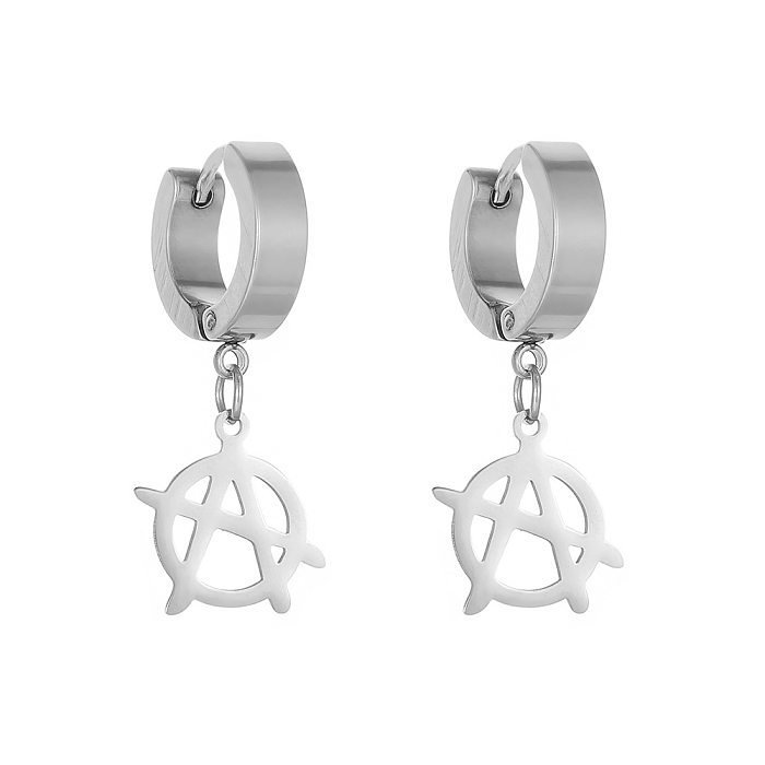 Europe And America Cross Border New Fashion Small Devil Smiley Lightning Earrings Personality Stainless Steel  Multi-Element Earring Ear Clip