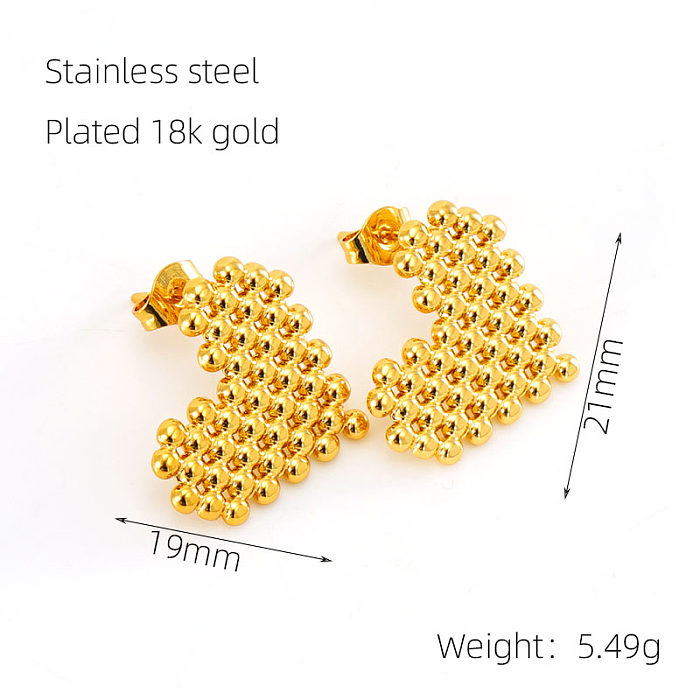 1 Pair Elegant Solid Color Plating Stainless Steel  Gold Plated Ear Studs