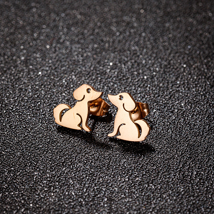 1 Pair Cute Sweet Korean Style Animal Plating Stainless Steel  18K Gold Plated Ear Studs