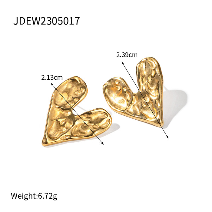 1 Pair IG Style Simple Style Heart Shape Plating Stainless Steel  18K Gold Plated Ear Studs