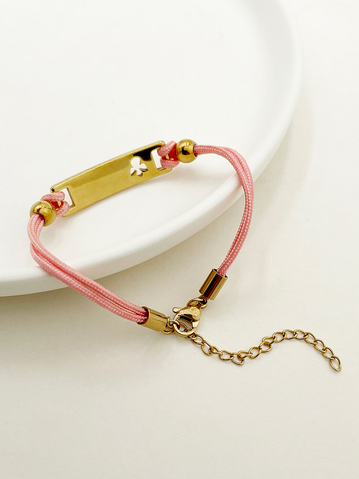 Bracelets plaqués or de placage de corde d'acier inoxydable de bloc de couleur de style simple