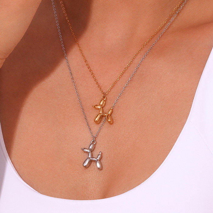Basic Vintage Style Classic Style Dog Stainless Steel  Plating 18K Gold Plated Pendant Necklace