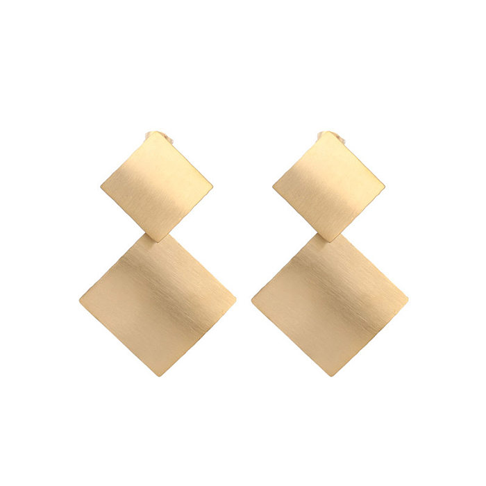 1 Piece Simple Style Rhombus Stainless Steel Patchwork Earrings