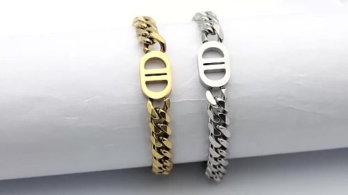 Roman Style Letter Titanium Steel Plating 18K Gold Plated Bracelets