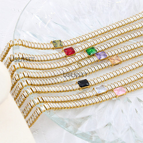 Süße herzförmige Edelstahl-Halskette mit vergoldetem Zirkon, 1 Stück