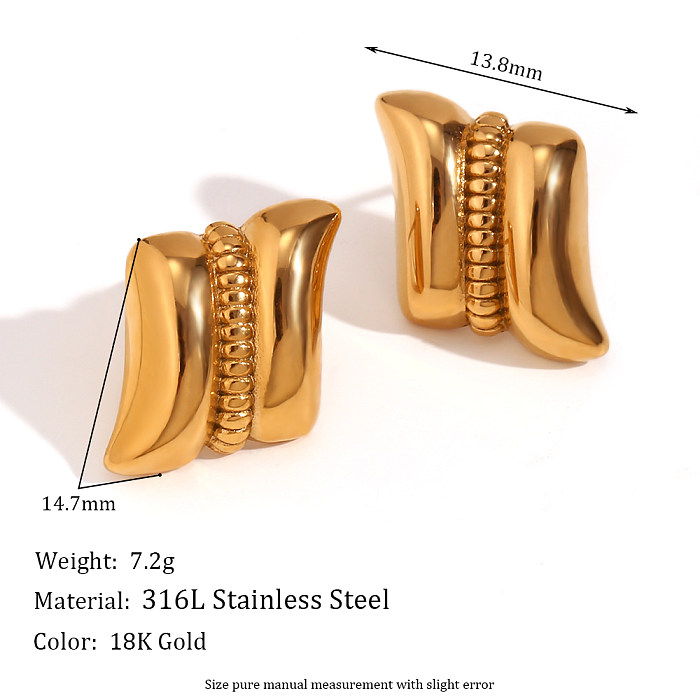 1 par de pinos de orelha banhados a ouro 18K, estilo vintage, estilo simples, clássico, irregular, aço inoxidável