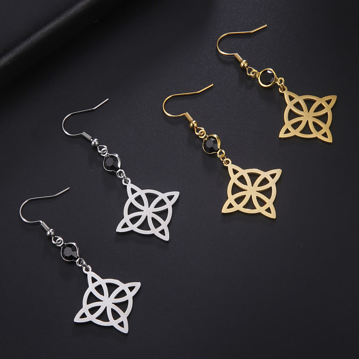 1 Pair Vintage Style Witch Knot Solid Color Plating Hollow Out Stainless Steel  Drop Earrings