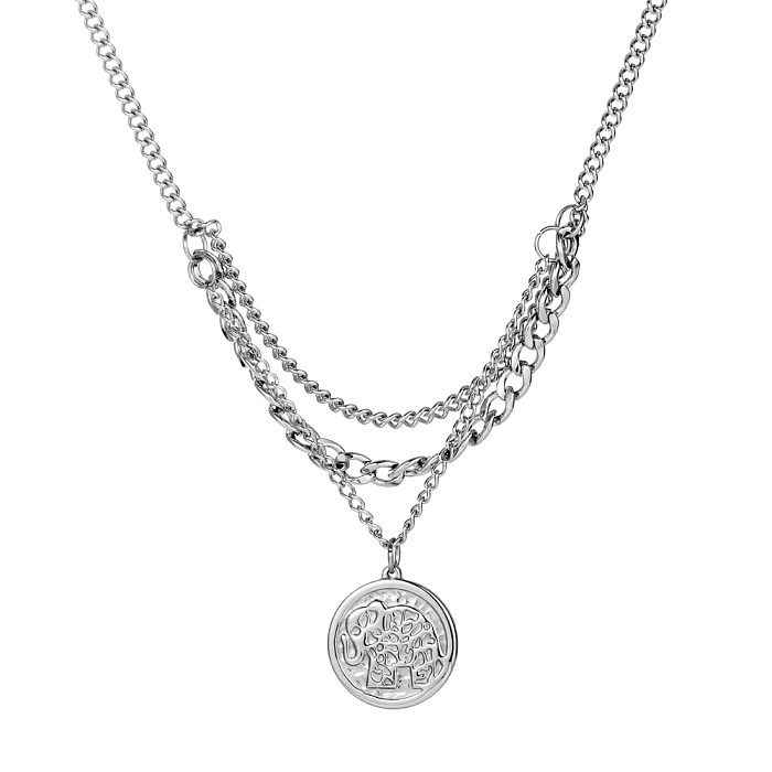 Simple Style Round Stainless Steel Chain Pendant Necklace