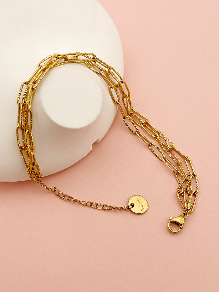 Punk Simple Style Solid Color Stainless Steel Plating Gold Plated Bracelets