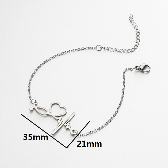 Fashion Heart Shape Titanium Steel Plating Bracelets