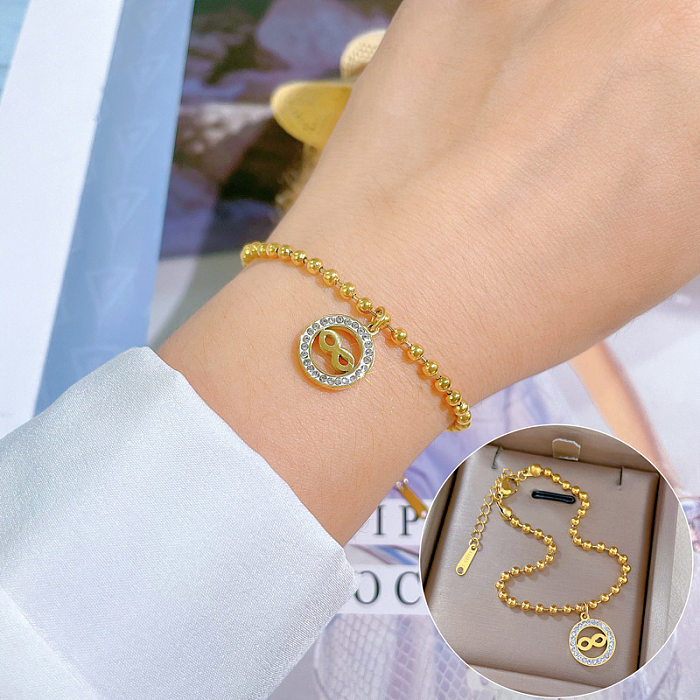 Großhandel Armbänder im einfachen Stil im klassischen Stil mit Infinity-Edelstahl-Inlay und künstlichen Edelsteinen