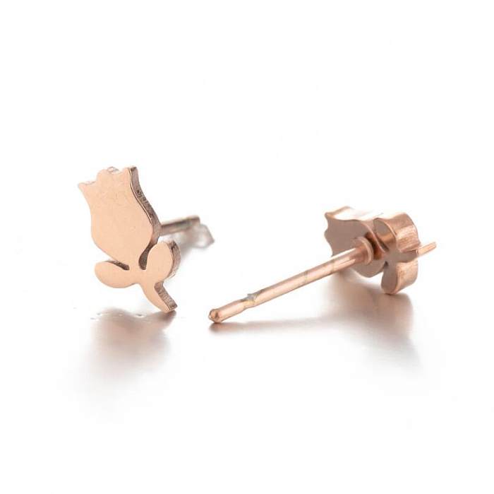Simple Style Plant Stainless Steel  Plating Ear Studs 1 Pair