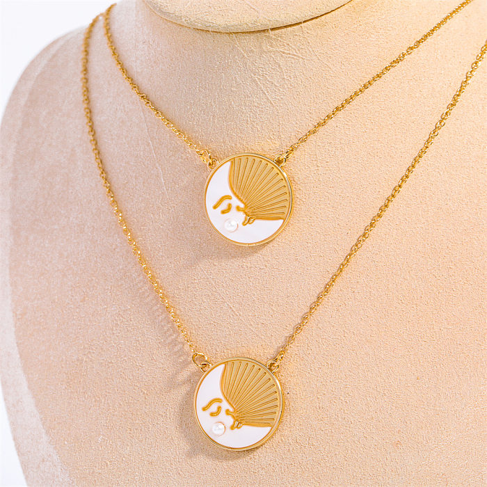 Casual Simple Style Streetwear Moon Stainless Steel  Plating 18K Gold Plated Pendant Necklace