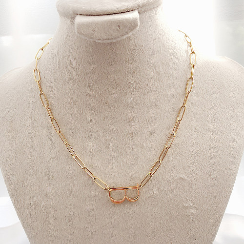 Simple Style Commute Letter Butterfly Stainless Steel  Stainless Steel Plating Inlay Zircon Necklace