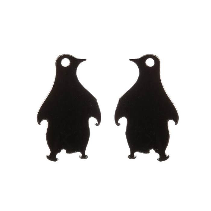 Simple Style Penguin Skull Bird Stainless Steel  Hollow Out Ear Studs 1 Pair