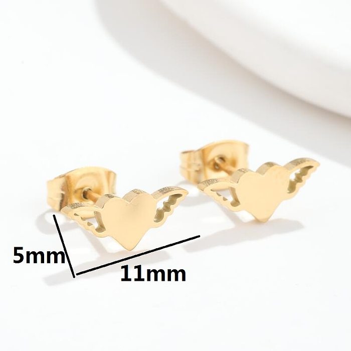 Fashion Heart Shape Smiley Face Flower Stainless Steel  Ear Studs 1 Pair