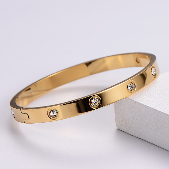 Armband aus Edelstahl, goldene Öffnung, verblasst nicht, einfacher Modeschmuck, trendig