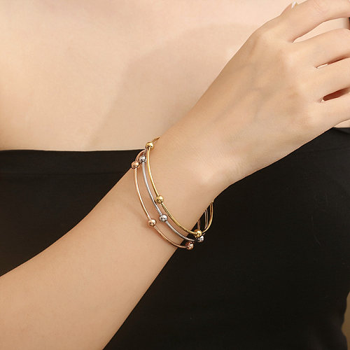 Bracelet plaqué or 18 carats en acier inoxydable de couleur unie de style streetwear simple