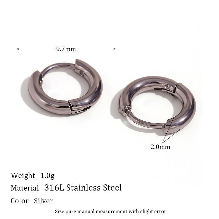 Classic Style Round Stainless Steel  Plating Earrings 1 Pair