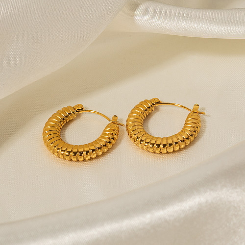 1 Pair IG Style Solid Color Plating Stainless Steel  Stainless Steel 18K Gold Plated Earrings