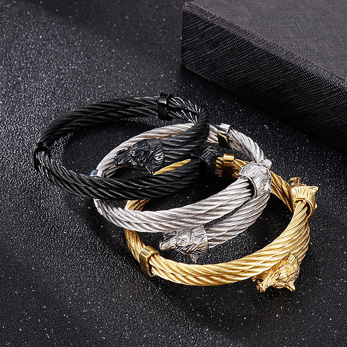 Punk Wolf Stainless Steel Plating Bangle 1 Piece