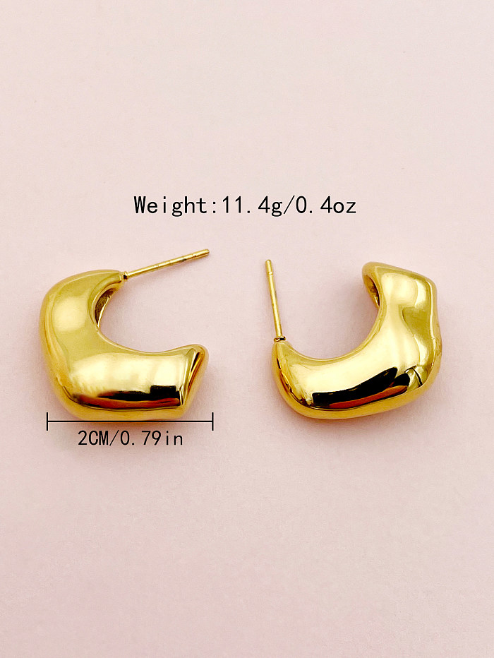 1 paire de clous d'oreilles en forme de C, Style Simple, couleur unie, acier inoxydable, placage de polissage métallique