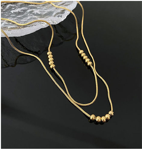 Colares em camadas banhados a ouro geométricos de aço inoxidável da moda