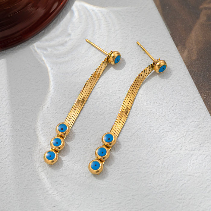 Boucles d'oreilles pendantes plaquées en acier inoxydable Fashion Eye, 1 paire