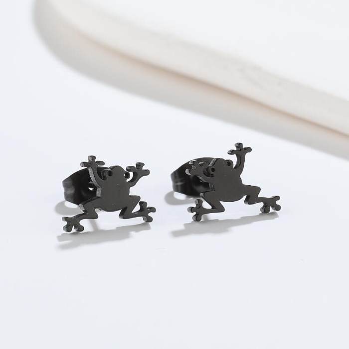Clous d'oreilles plaqués en acier inoxydable Fashion Frog, 1 paire