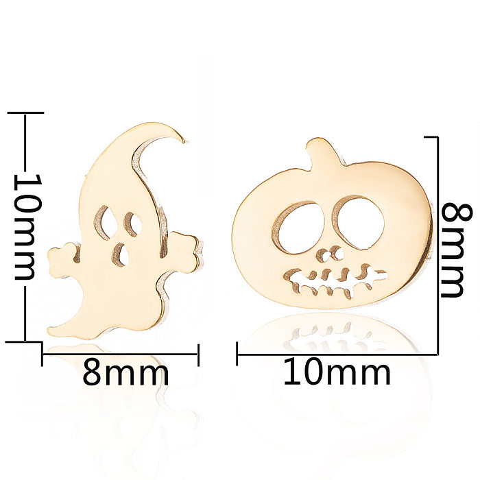1 Pair Fashion Skull Stainless Steel  Plating Ear Studs