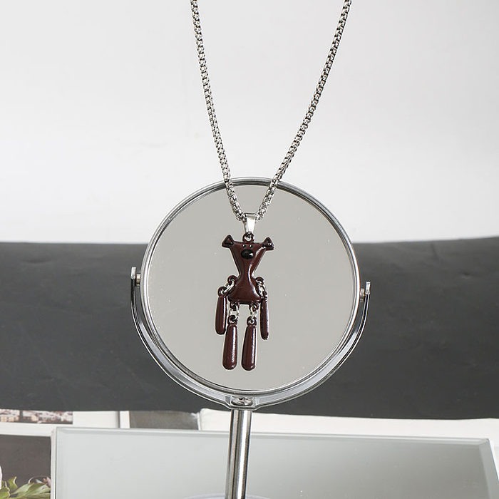 Collier pendentif en acier inoxydable en alliage de personnage de dessin animé animal hip-hop en vrac