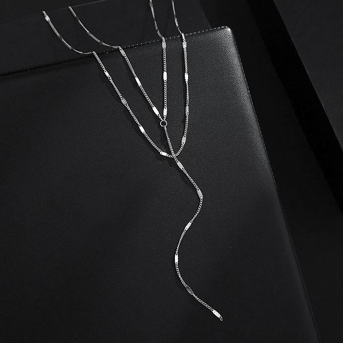Collier de placage en acier inoxydable en forme de losange de style simple