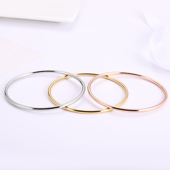 1 Piece Simple Style Solid Color Titanium Steel Plating Bangle