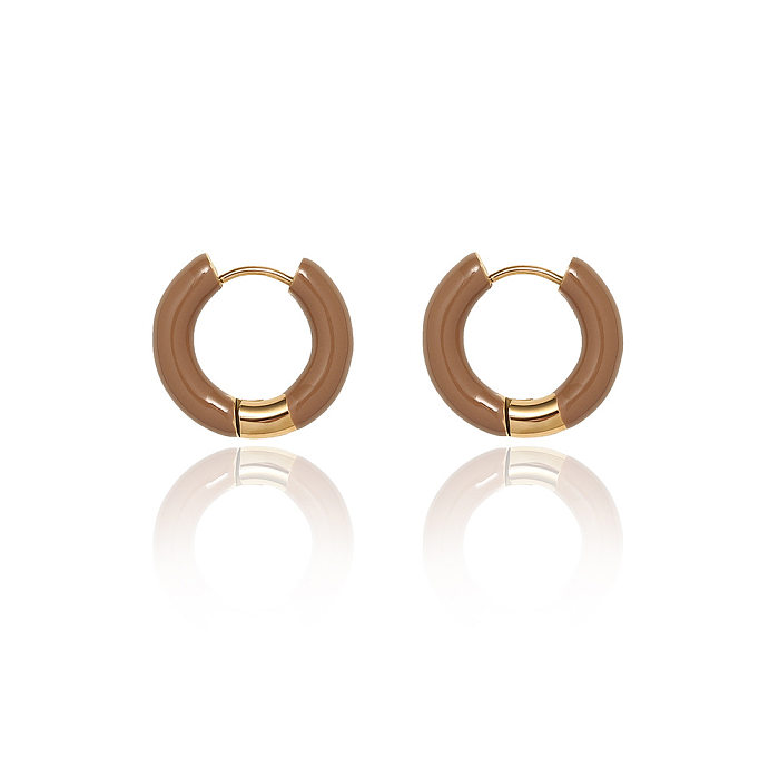 Fashion Round Stainless Steel Hoop Earrings 1 Pair