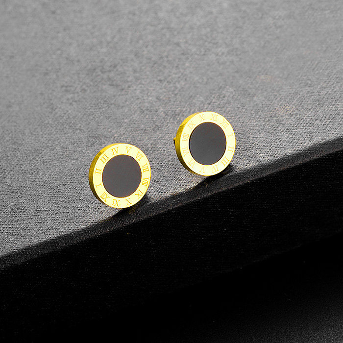 Fashion Round Stainless Steel Plating Inlay Acrylic Ear Studs 1 Pair
