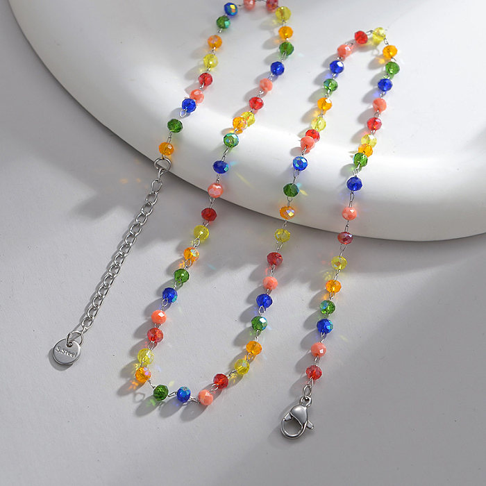 Simple Style Multicolor Stainless Steel  Plating Necklace 1 Piece