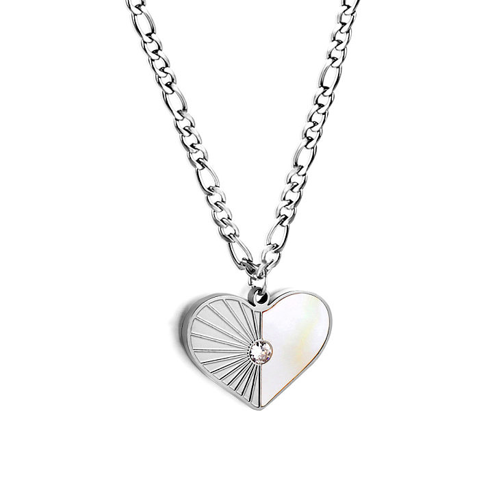 قلادة على شكل قلب من الفولاذ المقاوم للصدأ مطلية بالذهب بتصميم بسيط على شكل قلب