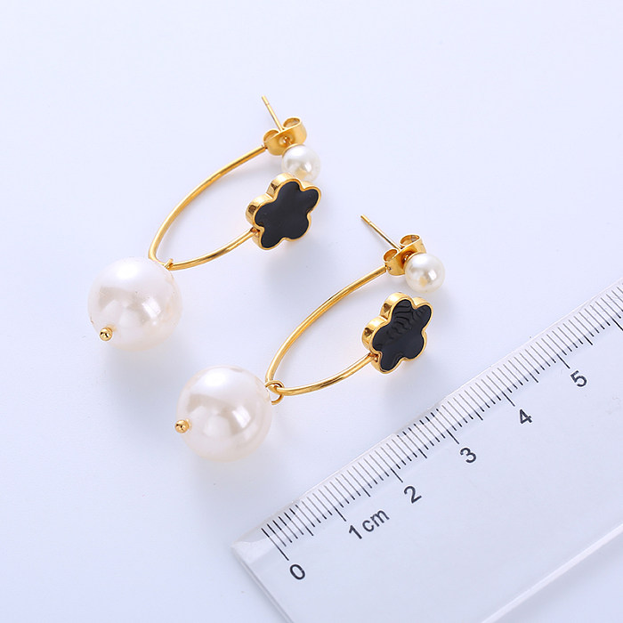 1 Pair Elegant Lady Flower Plating Stainless Steel  18K Gold Plated Earrings