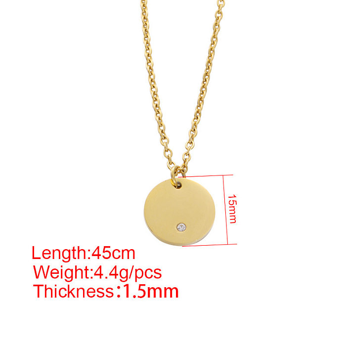 Classic Style Commute Round Stainless Steel  Gold Plated Silver Plated Pendant Necklace In Bulk