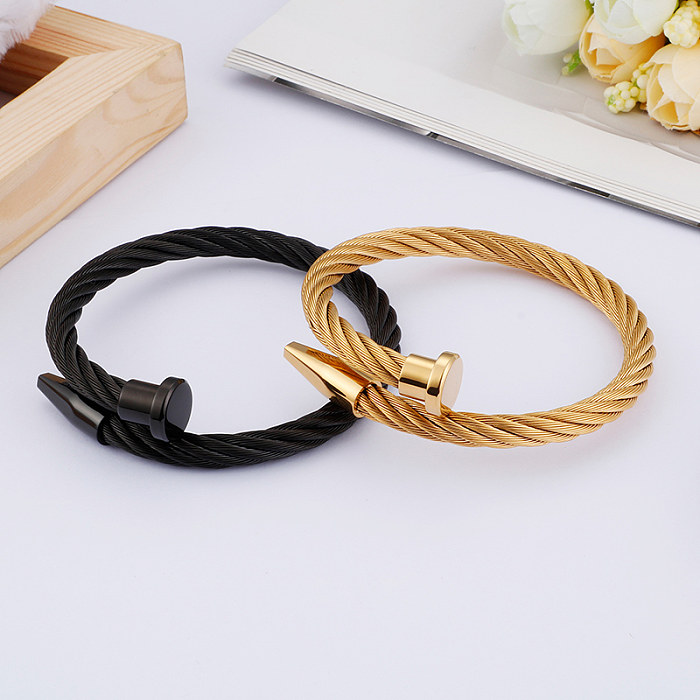 1 Piece Fashion Solid Color Stainless Steel Plating Bangle